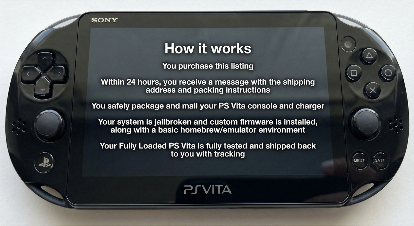 PS Vita Jailbreak & Mod Service – Mail‑In Custom Firmware Install for Homebrew and Emulators